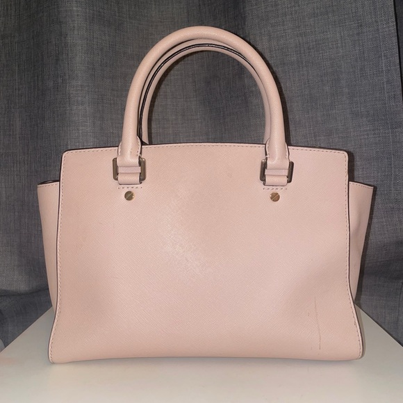 Michael Kors Selma Pink Leather Satchel Purse w/ Wallet & Real Rabbit Fur Charm - Picture 5 of 10